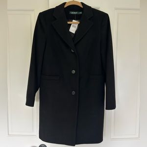 Ralph Lauren Black Wools-Wool Reefer Coat NWT